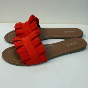 Women's Red Ruffle Sandals. New never worn!